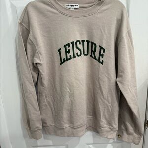 Beige Sweatshirt with 'LEISURE' Print